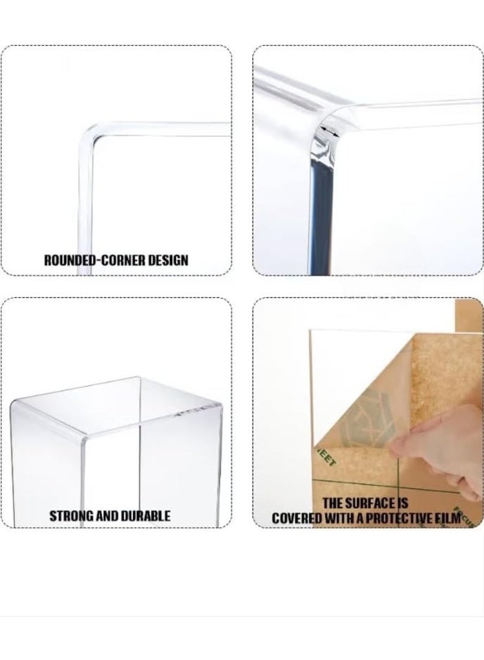 سلاسة Set of 3 Large Clear Acrylic Nesting Tables - 6mm Modern Stackable Coffee, End & Side Table Set - Space-Saving Transparent Design - Sleek & Durable - Sizes: 45cm, 40cm, 35cm - Image 4